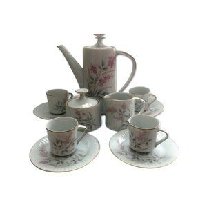 Demitasse Coffee Pot Set , 5 Cups & Saucers, Creamer & Sugar Bowl Portugal